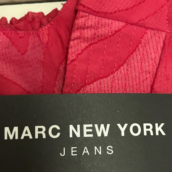 Mark New York Large dark pink blouse short sleeves v neck - Picture 5 of 9